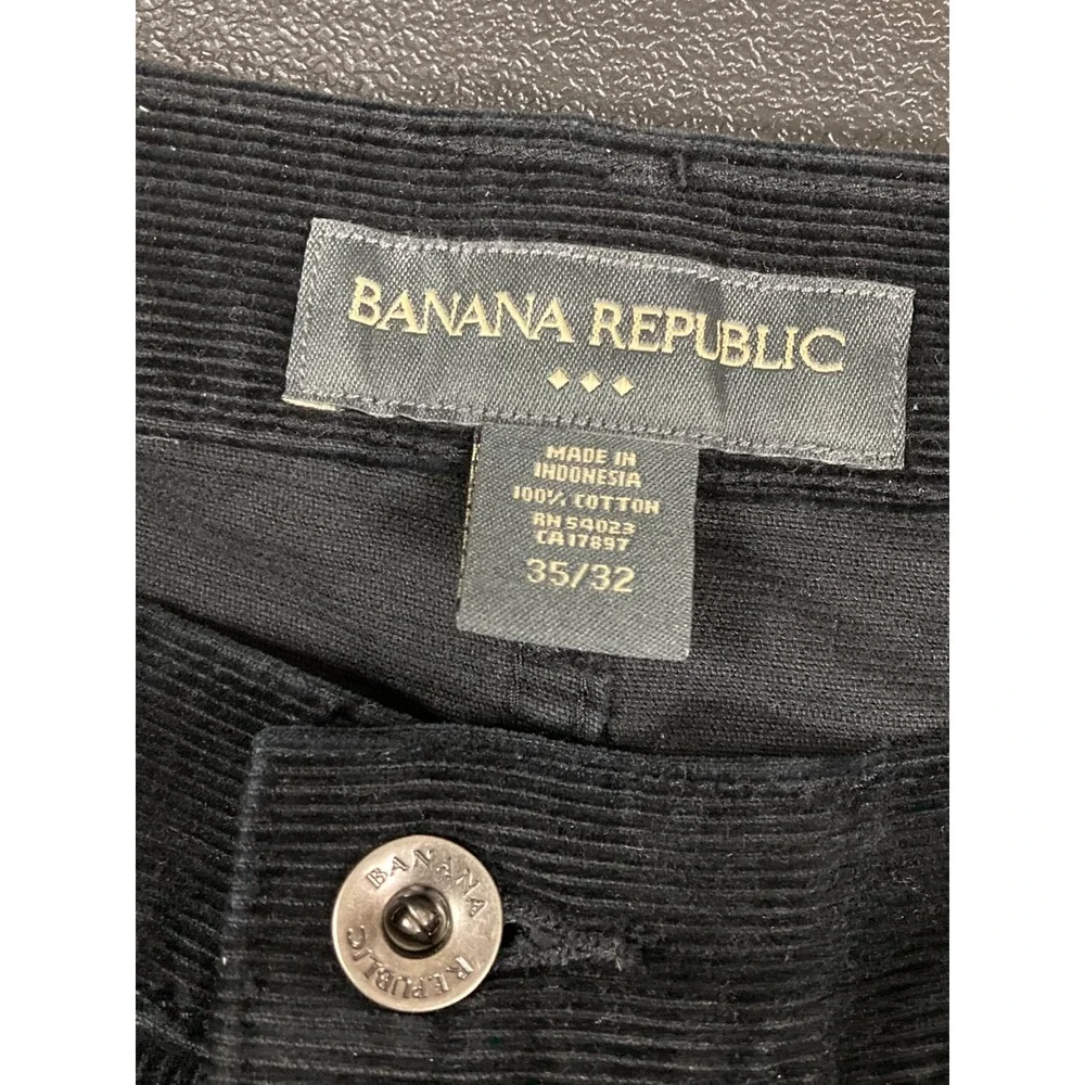 Banana Republic Men 35x32 Corduroy Pants Black Button Fly 100% Cotton‎ Preppy